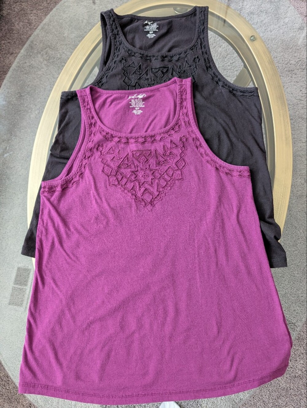 Lord & Taylor (2) Black And Hot Pink Sleeveless Tank Tops
